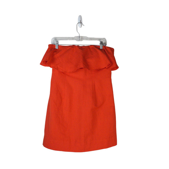 NWT Anthro Forever That Girl Red Strapless Linen Blend‎ Dress Sz S Party Dress - Picture 2 of 9